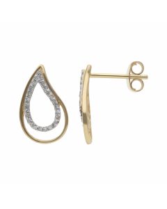 New 9ct Yellow Gold 0.25ct Diamond Loop Stud Earrings
