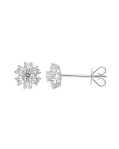 New 18ct White Gold 0.49ct Diamond Flower Stud Earrings