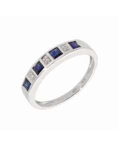 New 9ct White Gold Sapphire & Diamond Eternity Design Ring