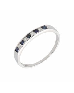 New 9ct White Gold Sapphire & Diamond Eternity Design Ring