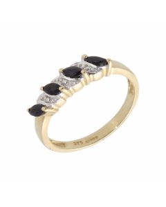 New 9ct Yellow Gold Sapphire & Diamond Eternity Design Ring