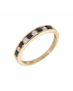 New 9ct Yellow Gold Sapphire & Diamond Eternity Ring