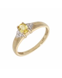 New 9ct Yellow Gold Yellow Sapphire & Diamond Dress Ring