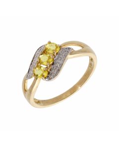 New 9ct Yellow Gold Yellow Sapphire & Diamond Dress Ring