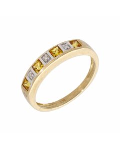 New 9ct Yellow Gold Yellow Sapphire & Diamond Eternity Ring