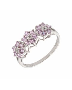 New 9ct White Gold Pink Sapphire & Diamond Cluster Ring
