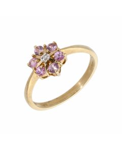 New 9ct Gold Pink Sapphire & Diamond Cluster Ring