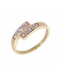 New 9ct Yellow Gold Pink Sapphire & Diamond Dress Ring