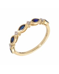 New 9ct Yellow Gold Sapphire & Diamond Eternity Style Ring