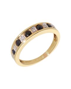 New 9ct Yellow Gold Sapphire & Diamond Eternity Ring