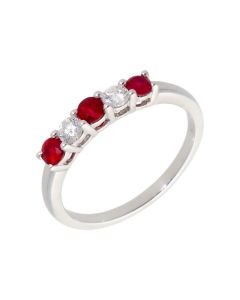 New 9ct White Gold Ruby & Diamond 5 Stone Eternity Style Ring