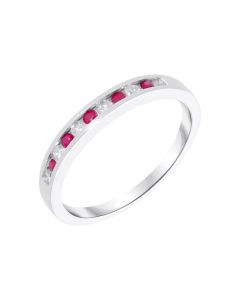 New 9ct White Gold Ruby & Diamond Channel Set Eternity Ring