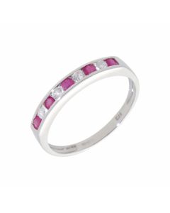 New 9ct White Gold Ruby & Diamond Eternity Style Ring