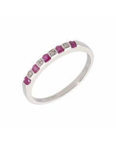 New 9ct Whie Gold Ruby & Diamond Eternity Style Ring