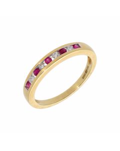 New 18ct Yellow Gold Ruby & Diamond Channel Eternity Ring