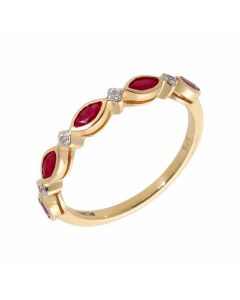 New 9ct Yellow Gold Ruby & Diamond Eternity Style Ring