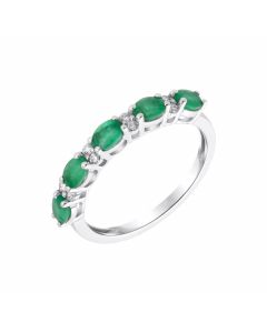 New 9ct White Gold Emerald & Diamond Eternity Ring