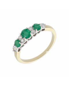 New 9ct Gold Emerald & Diamond Graduated Eternity Ring