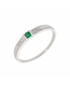 New 9ct White Gold Emerald & Diamond Dress Ring