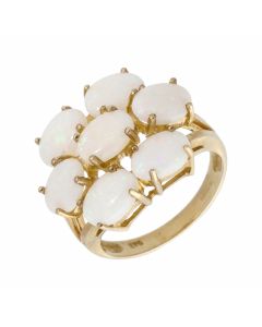 New 9ct Yellow Gold Opal Cluster Dress Ring