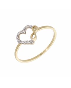 New 9ct Yellow Gold Inifinity Heart ladies Ring