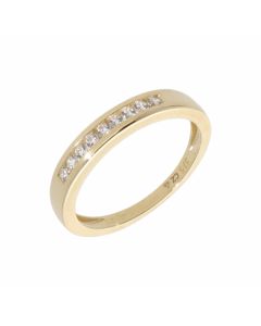 New 9ct Yellow Gold Cubic Zirconia Eternity Style Dress Ring