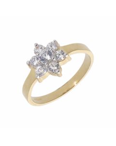 New 9ct Yellow Gold Cubic Zirconia Flower Cluster Ring