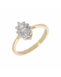 New 9ct Yellow Gold Cubic Zirconia Marquise Cluster Ring
