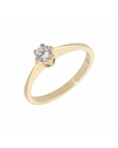 New 9ct Yellow Gold Cubic Zirconia Solitaire Dress Ring