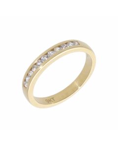 New 9ct Yellow Gold Cubic Zirconia Channel Set Eternity Ring