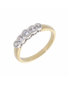 New 9ct Yellow Gold Graduated Cubic Zirconia 5 Stone Ring