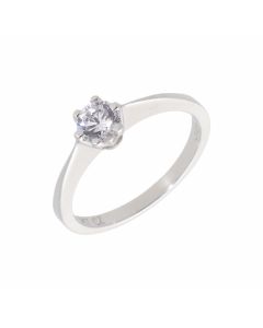 New 9ct White Gold Cubic Zirconia Solitaire Ring