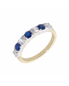 New 9ct Yellow Gold Blue & White Cubic Zirconia Eternity Ring