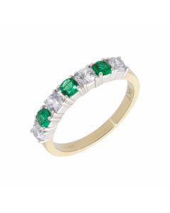 New 9ct Yellow Gold Green & White Cubic Zirconia Eternity Ring