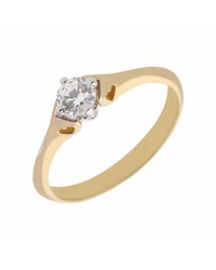 New 9ct Yellow Gold Cubic Zirconia Solitaire Dress Ring