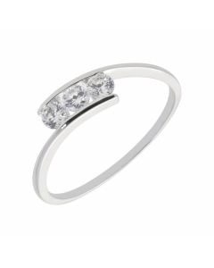 New 9ct White Gold Cubic Zirconia Trilogy Twist Ring