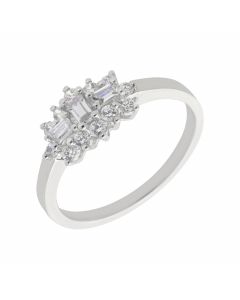 New 9ct White Gold Cubic Zirconia Fancy Cluster Ring