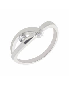 New 9ct White Gold Cubic Zirconia Loop Ring