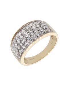 New 9ct Yellow Gold Cubic Zirconia Wide Domed Ring
