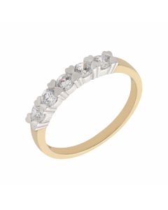 New 9ct Yellow Gold Cubic Zirconia Heart Detail Eternity Ring