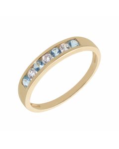 New 9ct Yellow Gold Blue & White Cubic Zirconia Eternity Ring