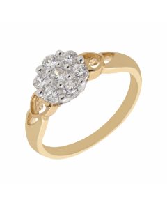 New 9ct Yellow Gold Cubic Zirconia Cluster Dress Ring