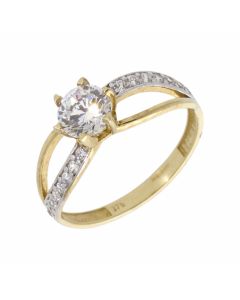New 9ct Yellow Gold Cubic Zirconia Solitaire Twist Ring