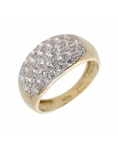 New 9ct Yellow Gold Cubic Zirconia Wide Band Dress Ring
