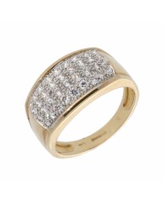 New 9ct Yellow Gold Cubic Zirconia Wide Band Ring