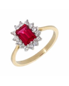 New 9ct Yellow Gold Red & White Cubic Zirconia Dess Ring