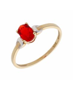New 9ct Yellow Gold Oval Red Cubic Zirconia Dress Ring