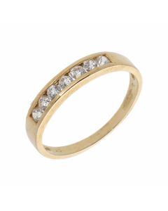 New 9ct Yellow Gold Cubic Zirconia 7 Stone Eternity Style Ring