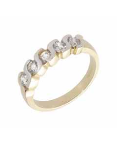 New 9ct Yellow Gold Cubic Zirconia 5 Stone Eternity Style Ring