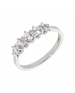 New 9ct White Gold Cubic Zirconia 5 Stone Eternity Ring